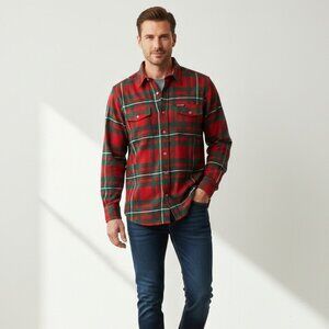 Greatland Sportswear Flannel Shirt Size Medium Check Plaid Long Sleeve Button